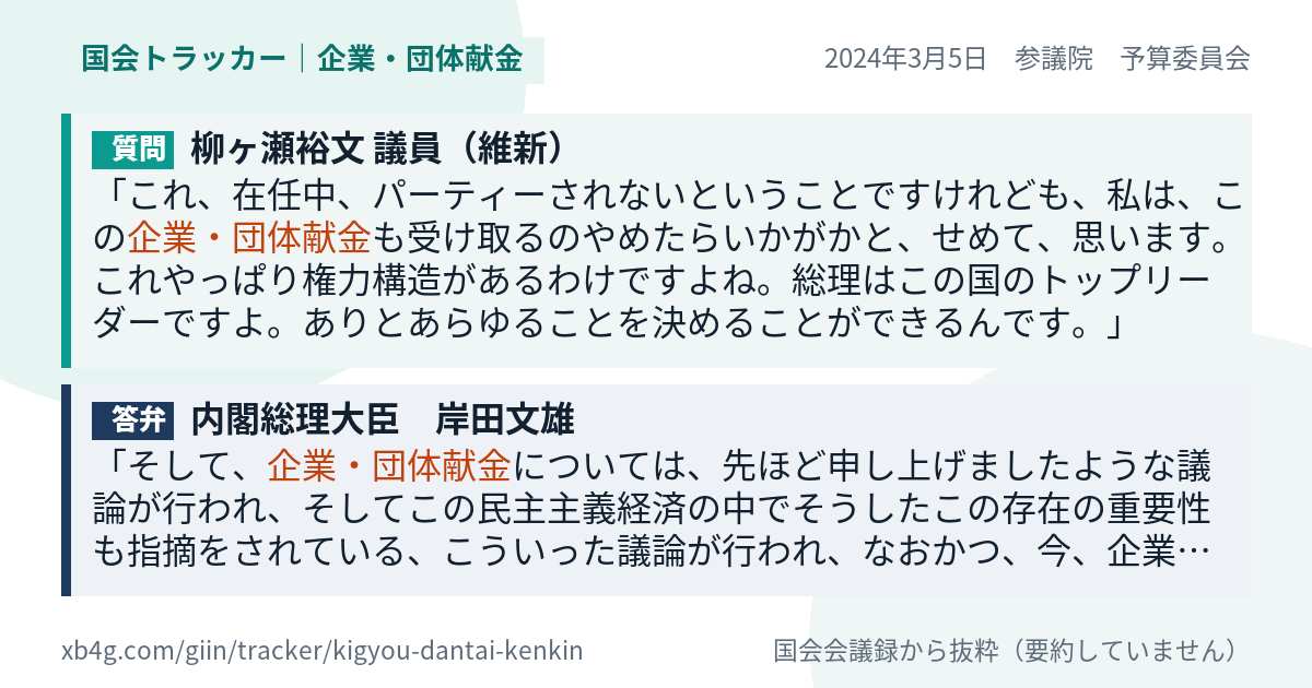 質問と答弁のカード