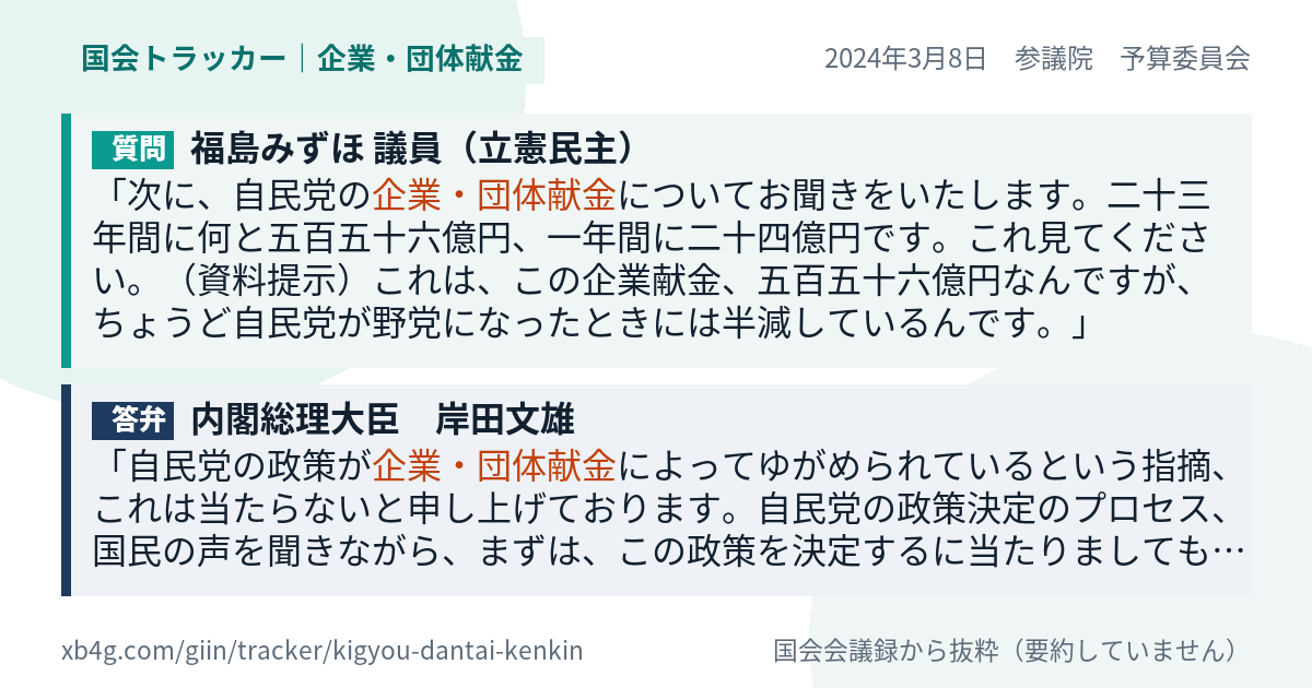 質問と答弁のカード