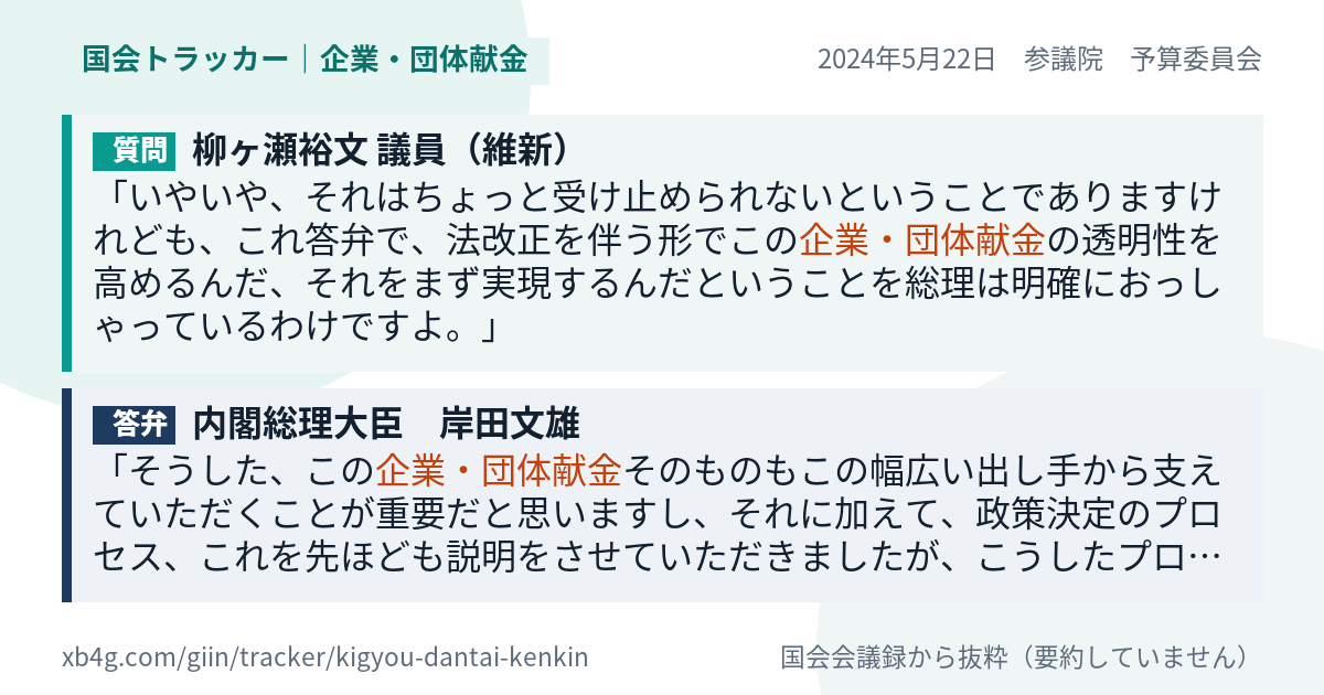質問と答弁のカード