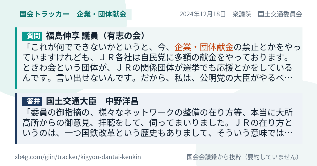 質問と答弁のカード