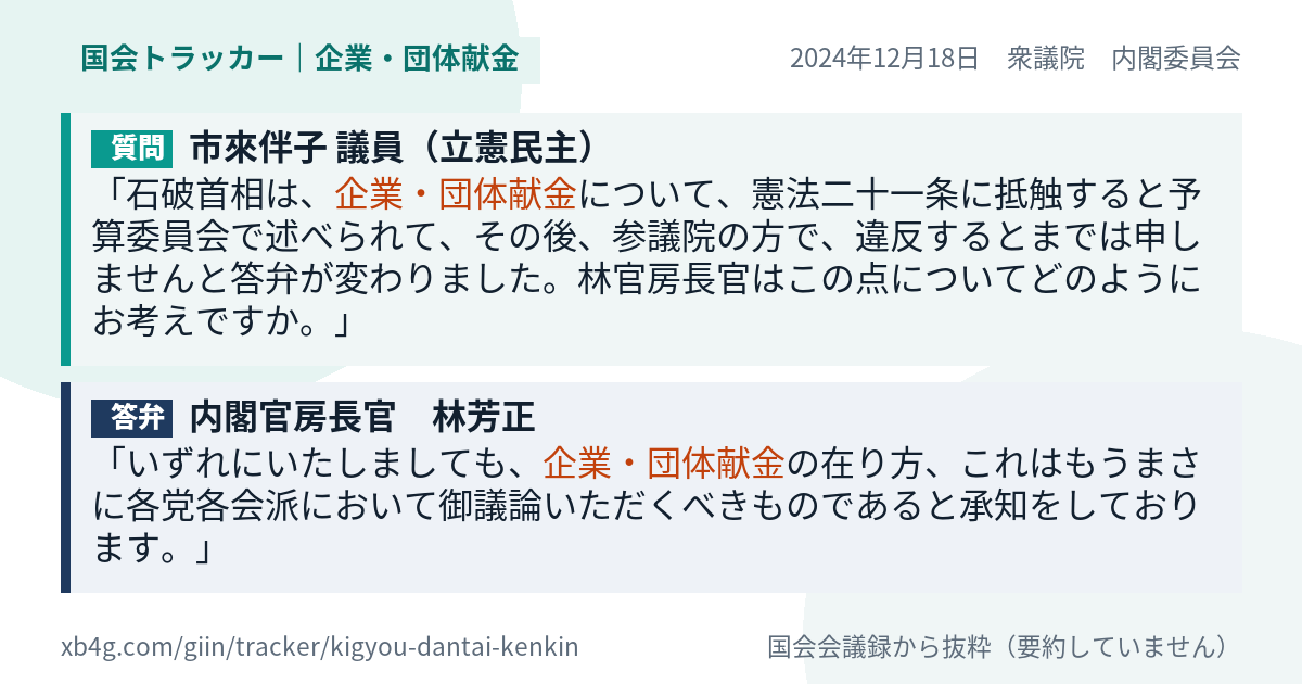 質問と答弁のカード