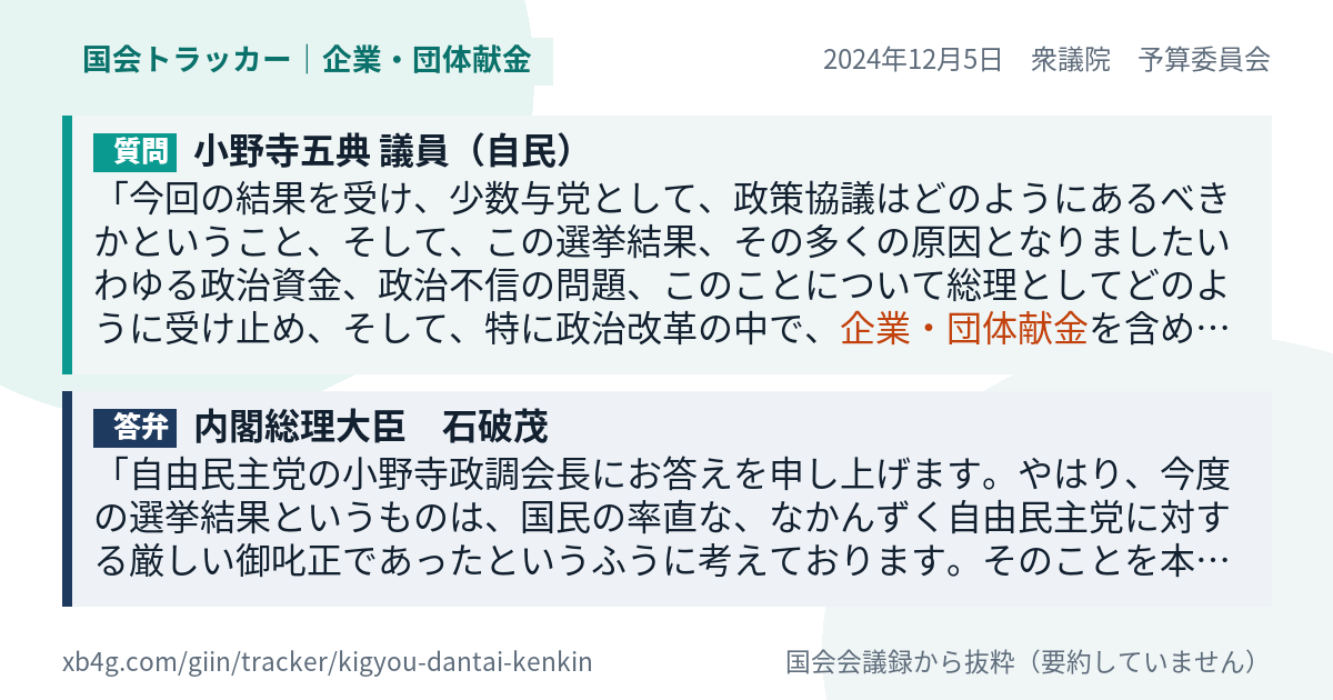 質問と答弁のカード