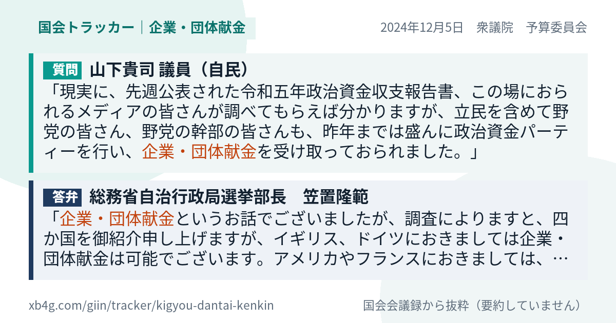 質問と答弁のカード