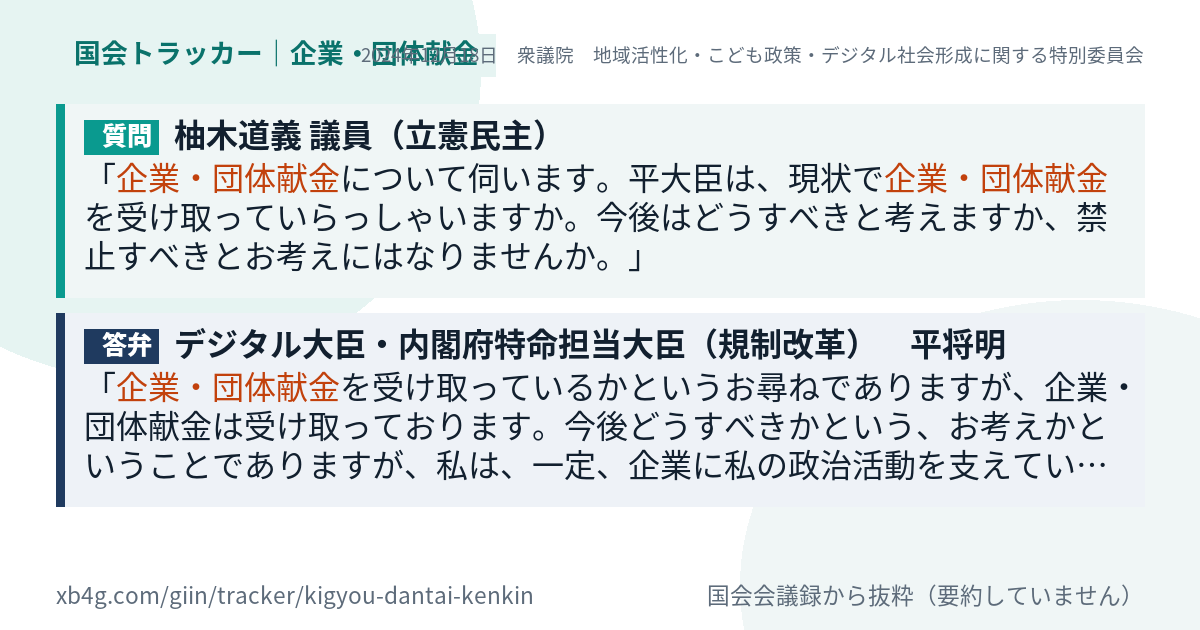 質問と答弁のカード