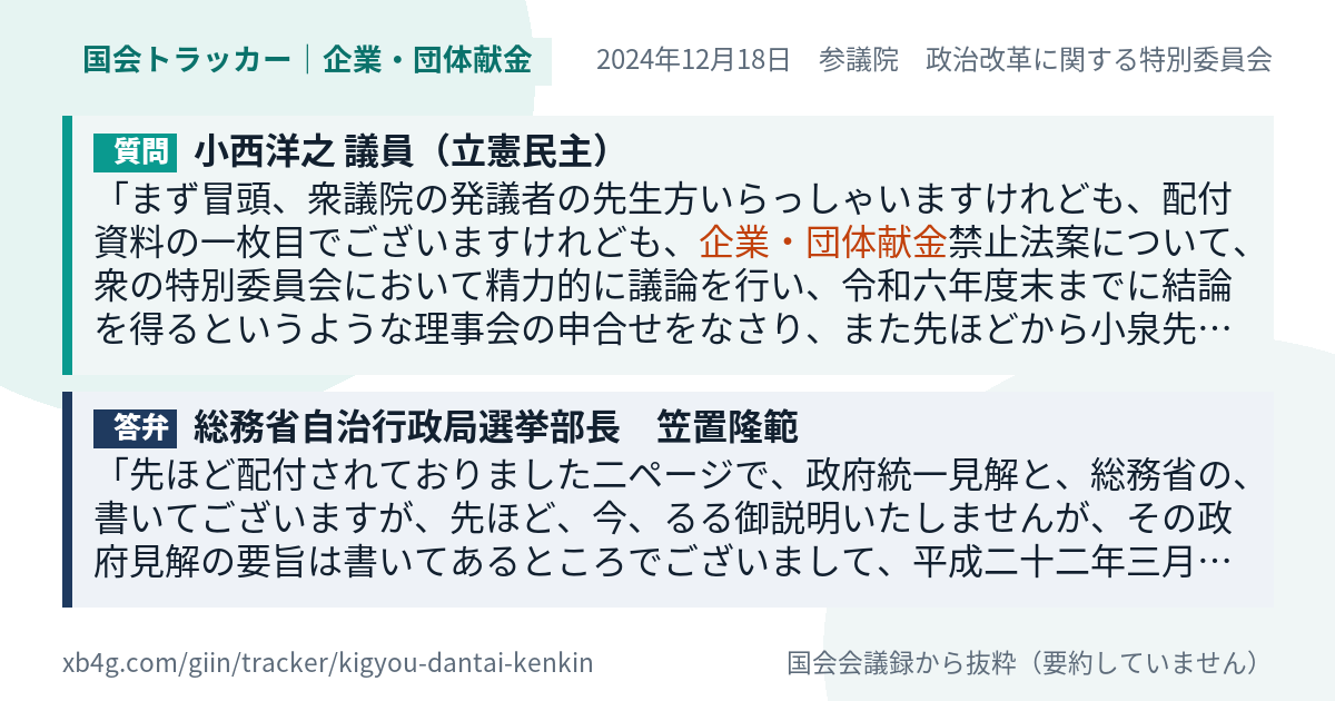 質問と答弁のカード