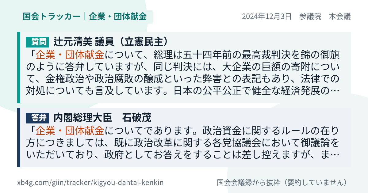 質問と答弁のカード