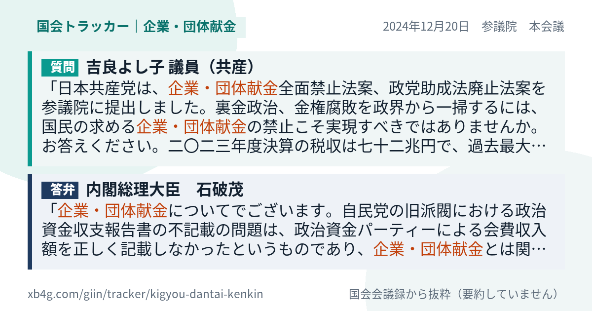 質問と答弁のカード