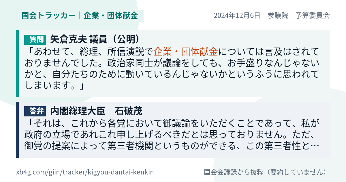 質問と答弁のカード