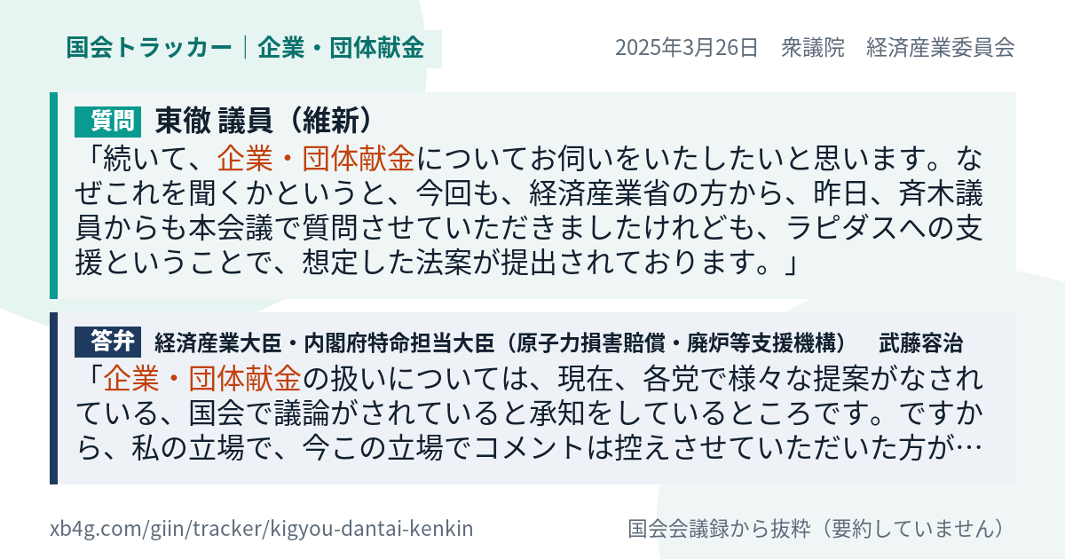 質問と答弁のカード