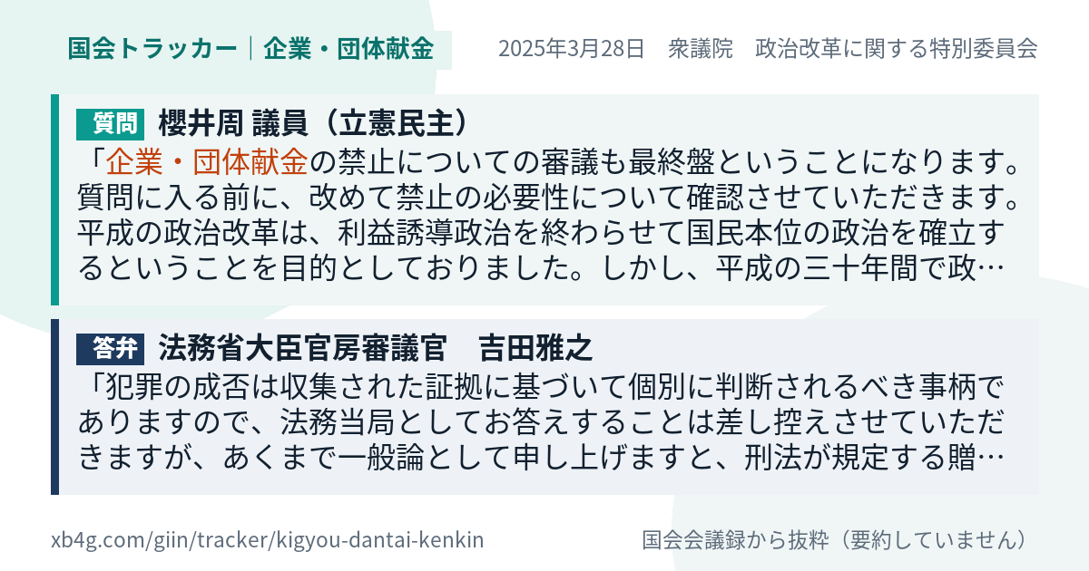 質問と答弁のカード