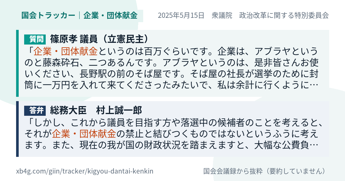 質問と答弁のカード