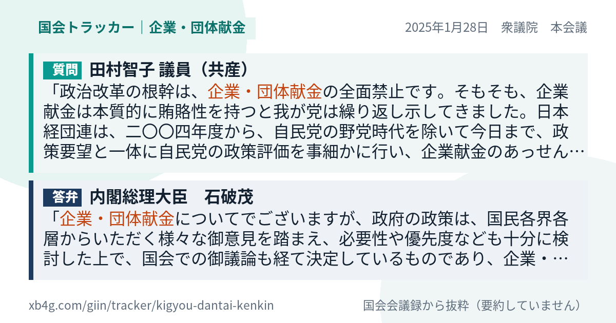 質問と答弁のカード