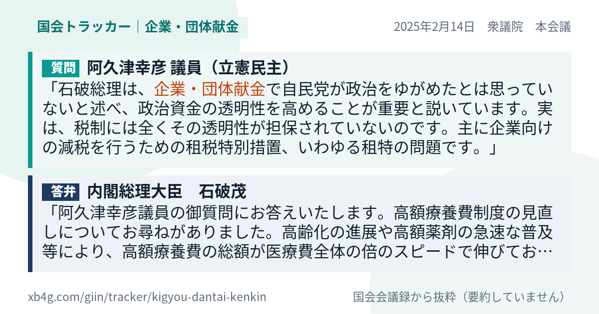 質問と答弁のカード
