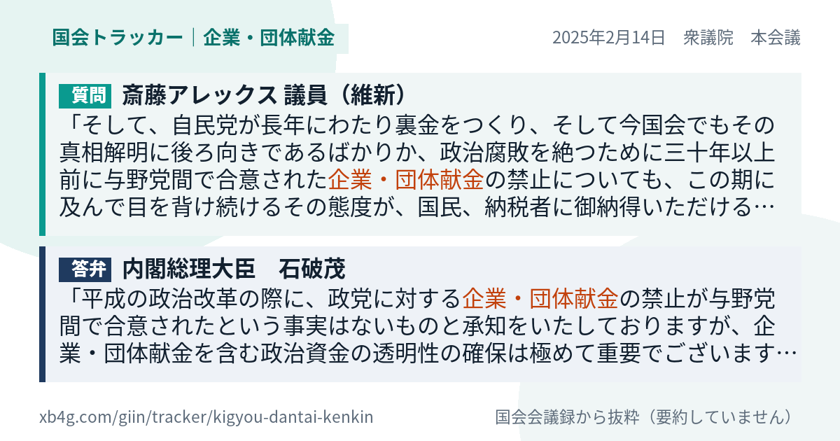 質問と答弁のカード
