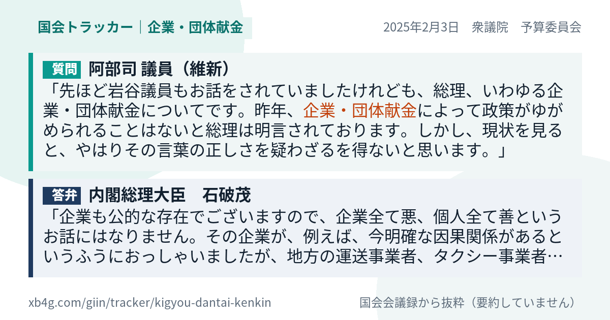 質問と答弁のカード