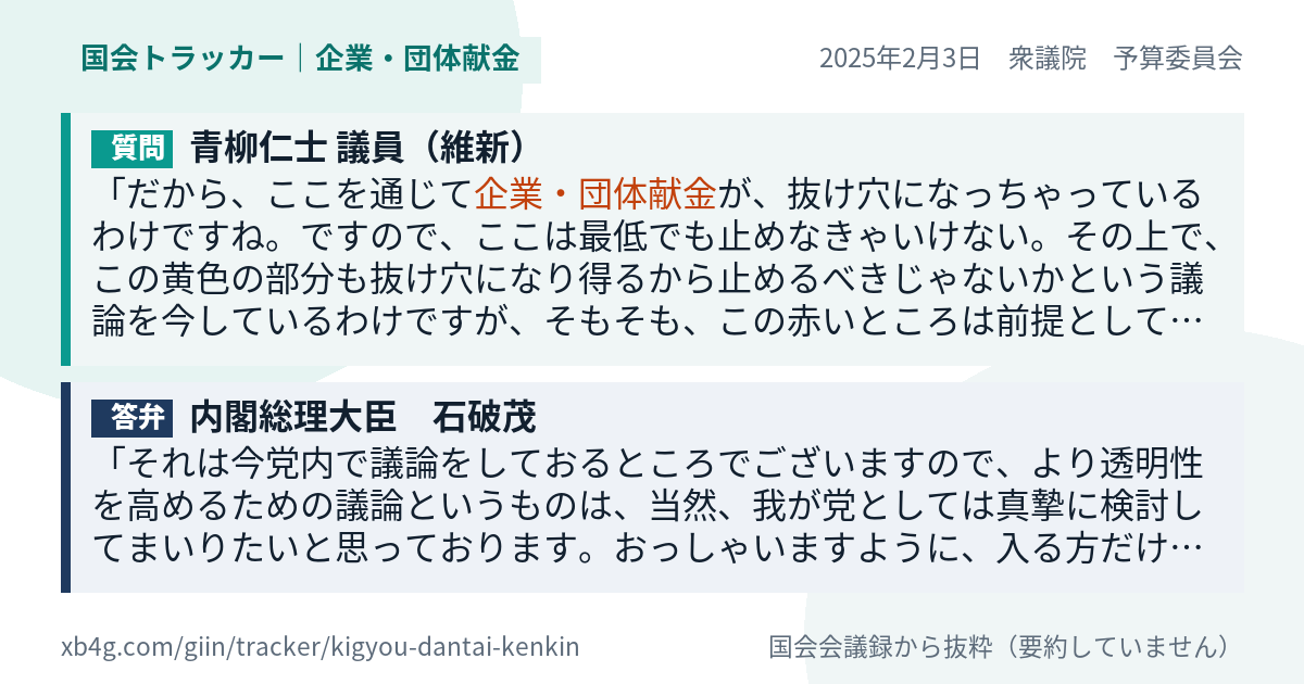 質問と答弁のカード