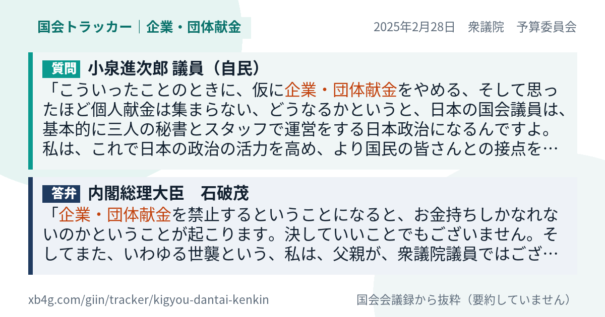 質問と答弁のカード