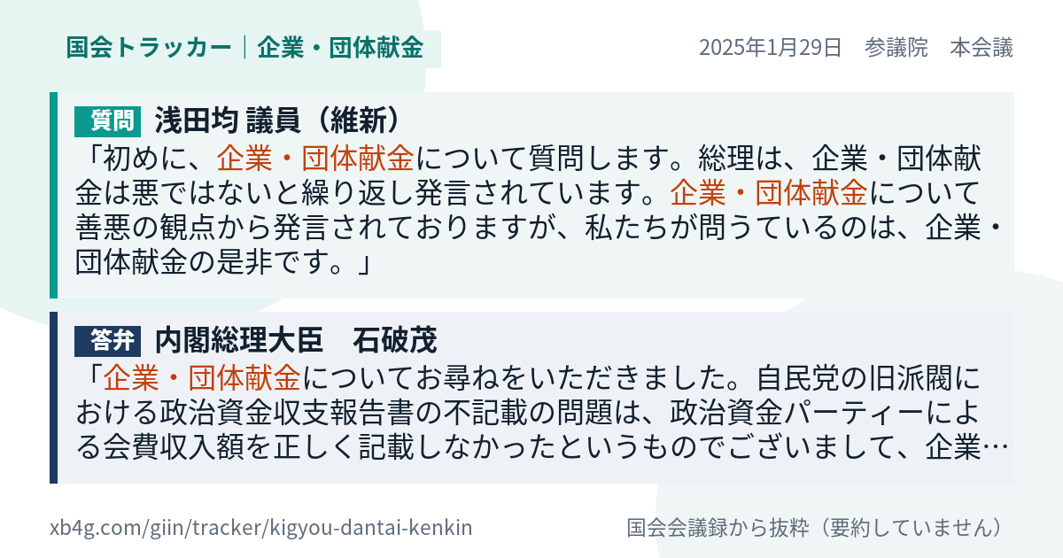 質問と答弁のカード