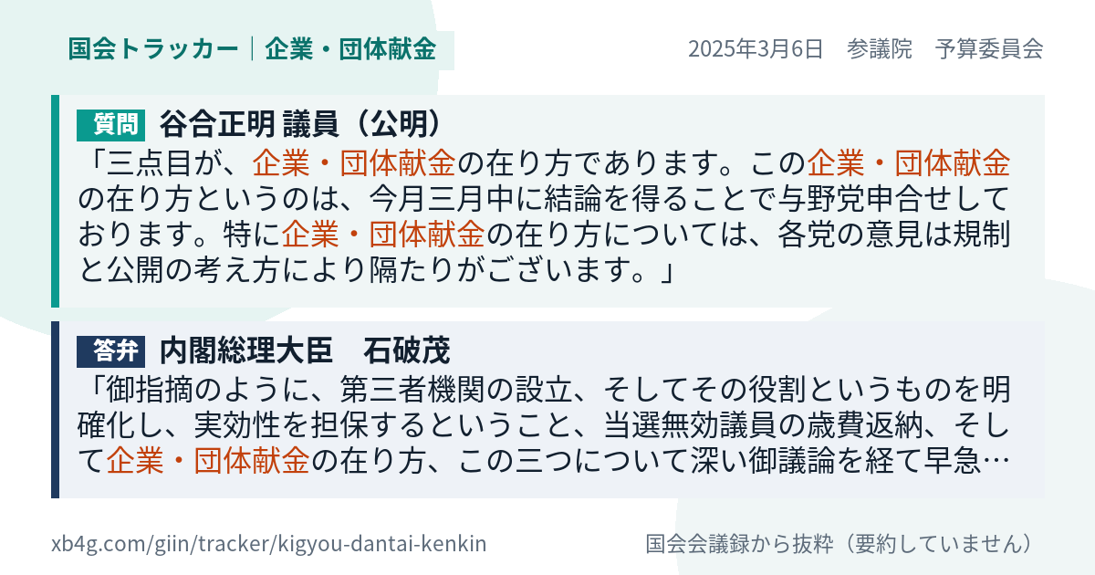 質問と答弁のカード