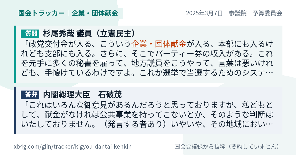 質問と答弁のカード