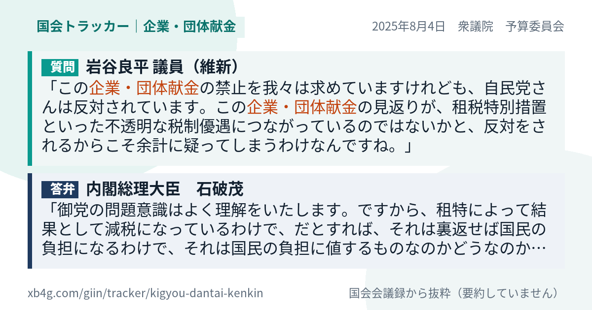 質問と答弁のカード
