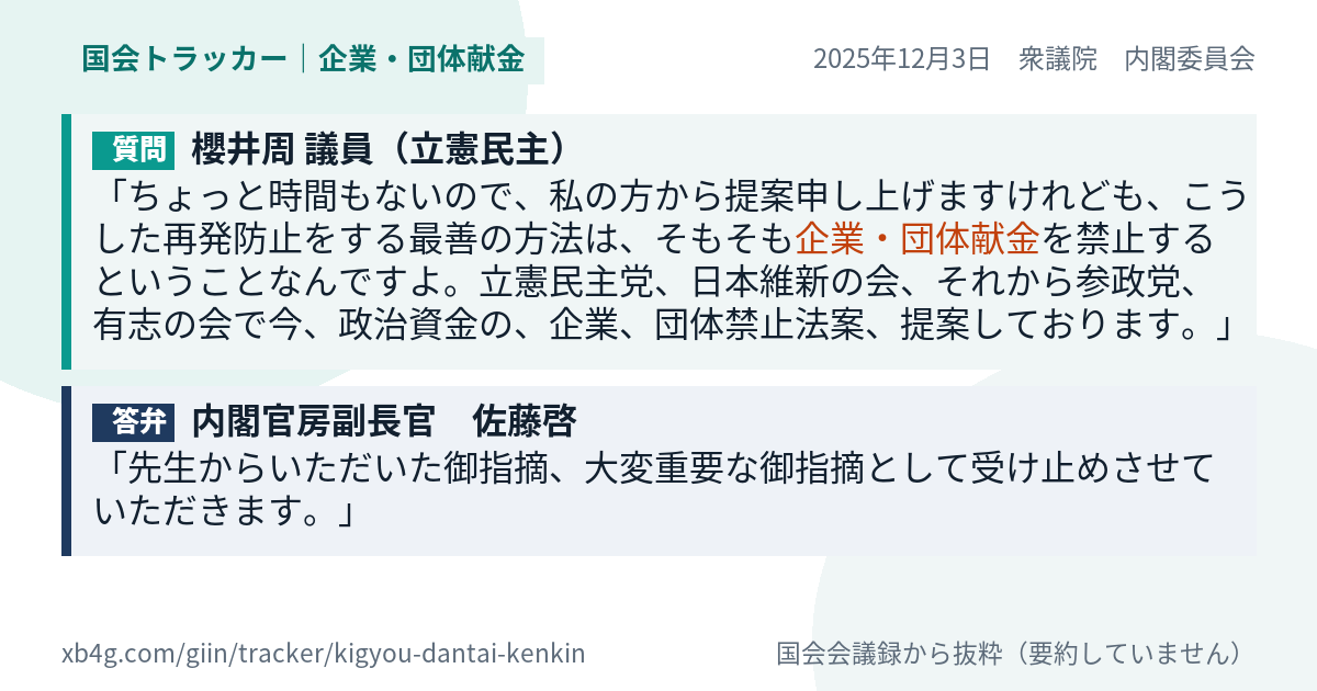 質問と答弁のカード