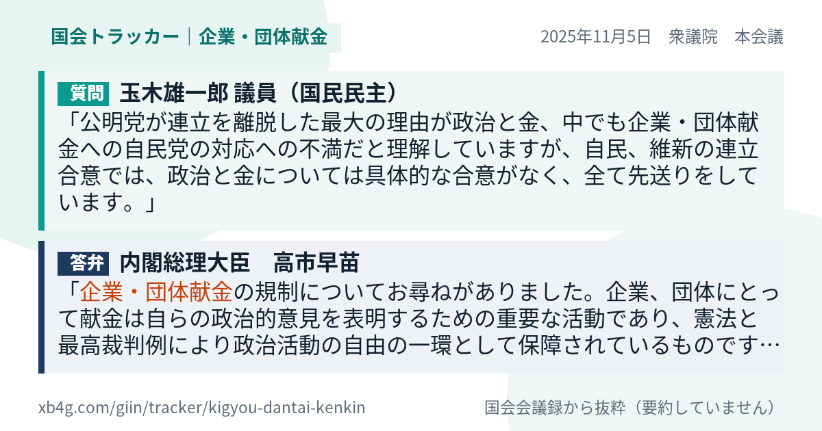 質問と答弁のカード