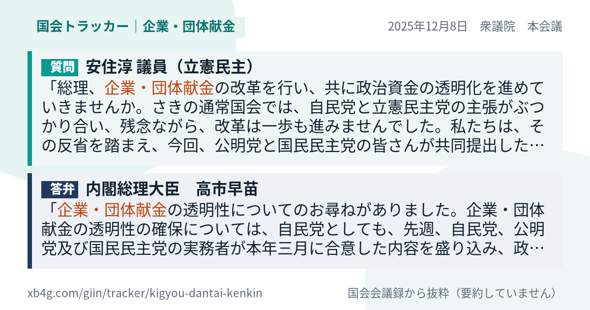 質問と答弁のカード