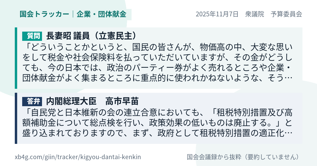 質問と答弁のカード