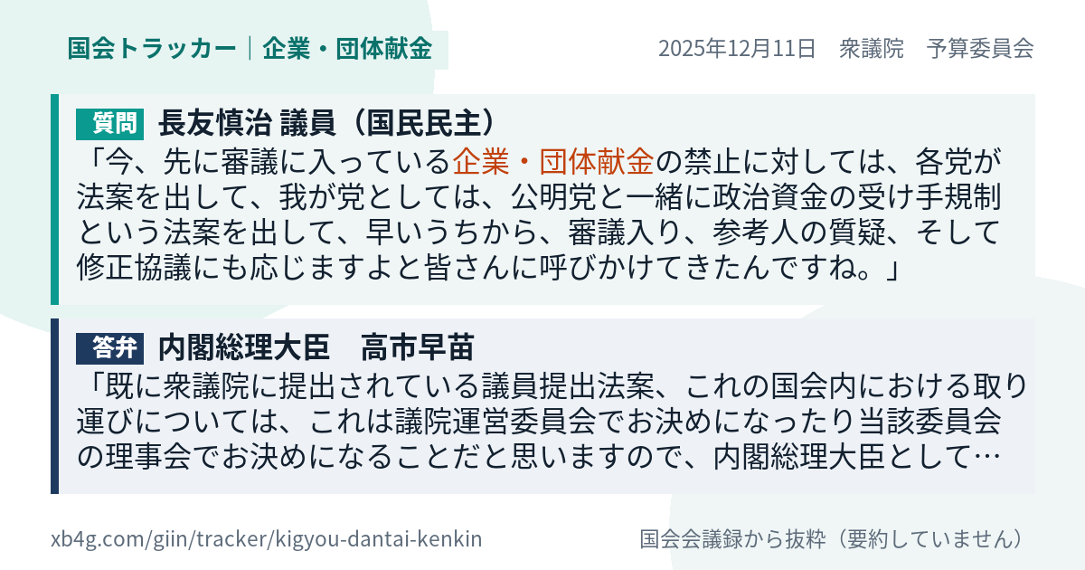 質問と答弁のカード