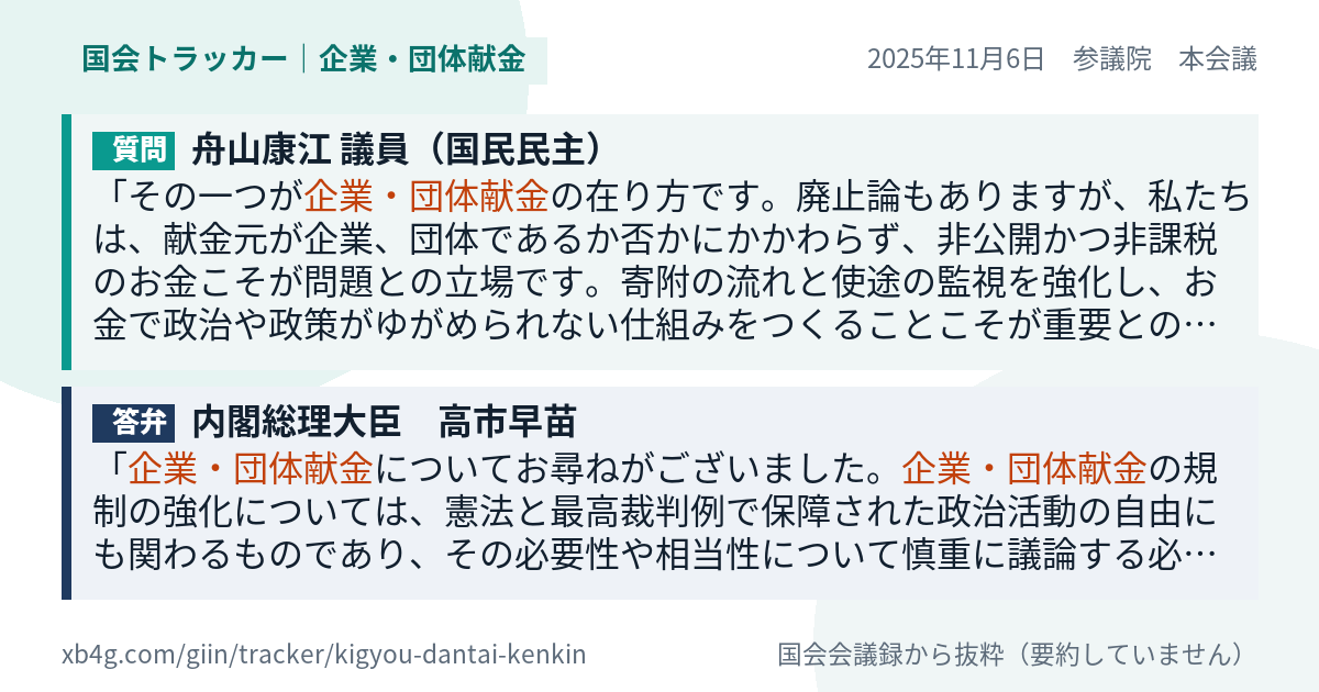 質問と答弁のカード