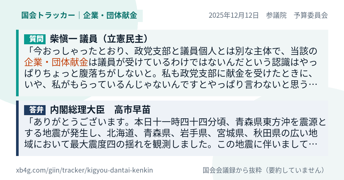 質問と答弁のカード
