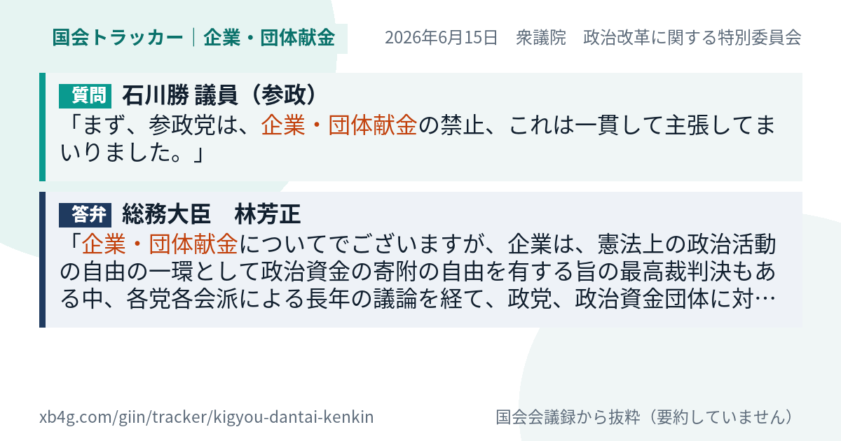 質問と答弁のカード