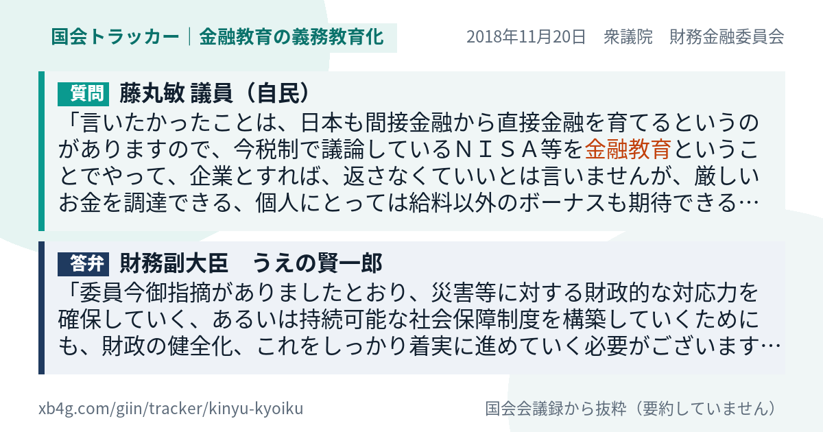 質問と答弁のカード