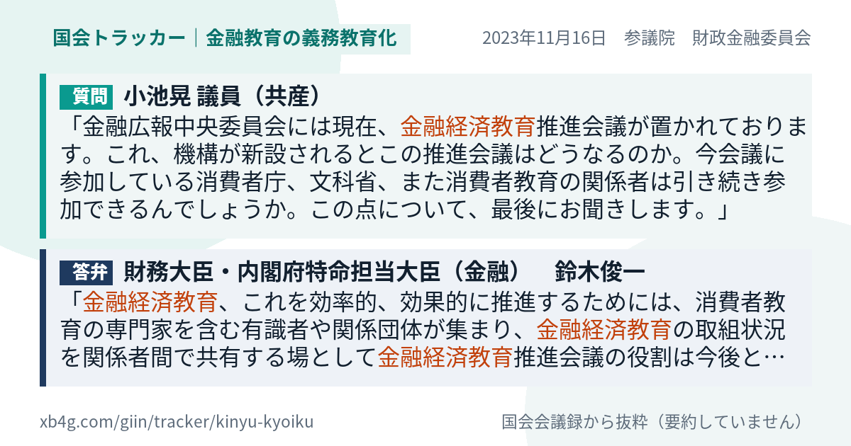 質問と答弁のカード