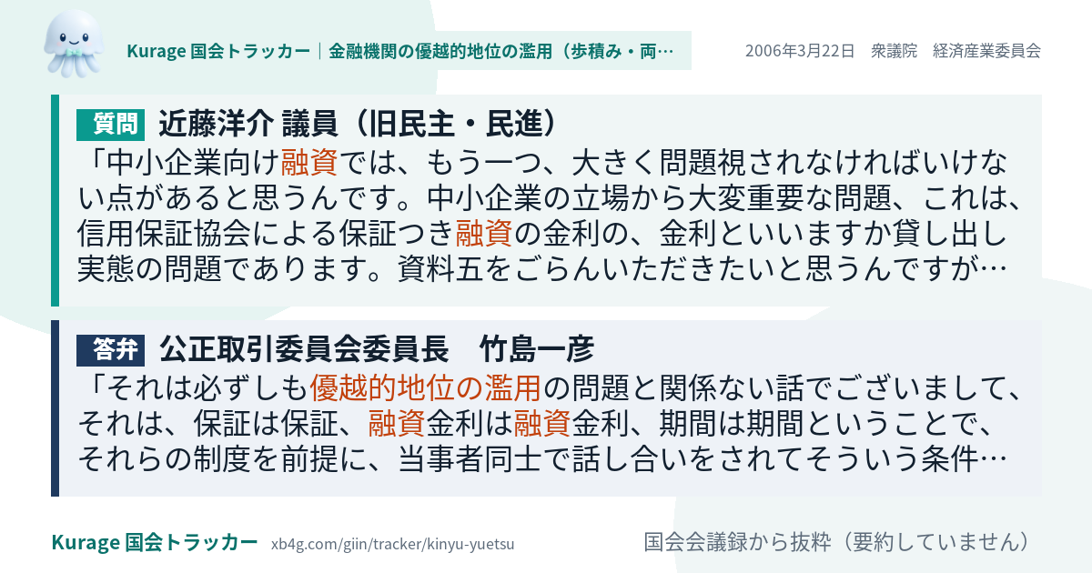 質問と答弁のカード