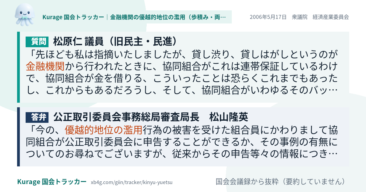 質問と答弁のカード