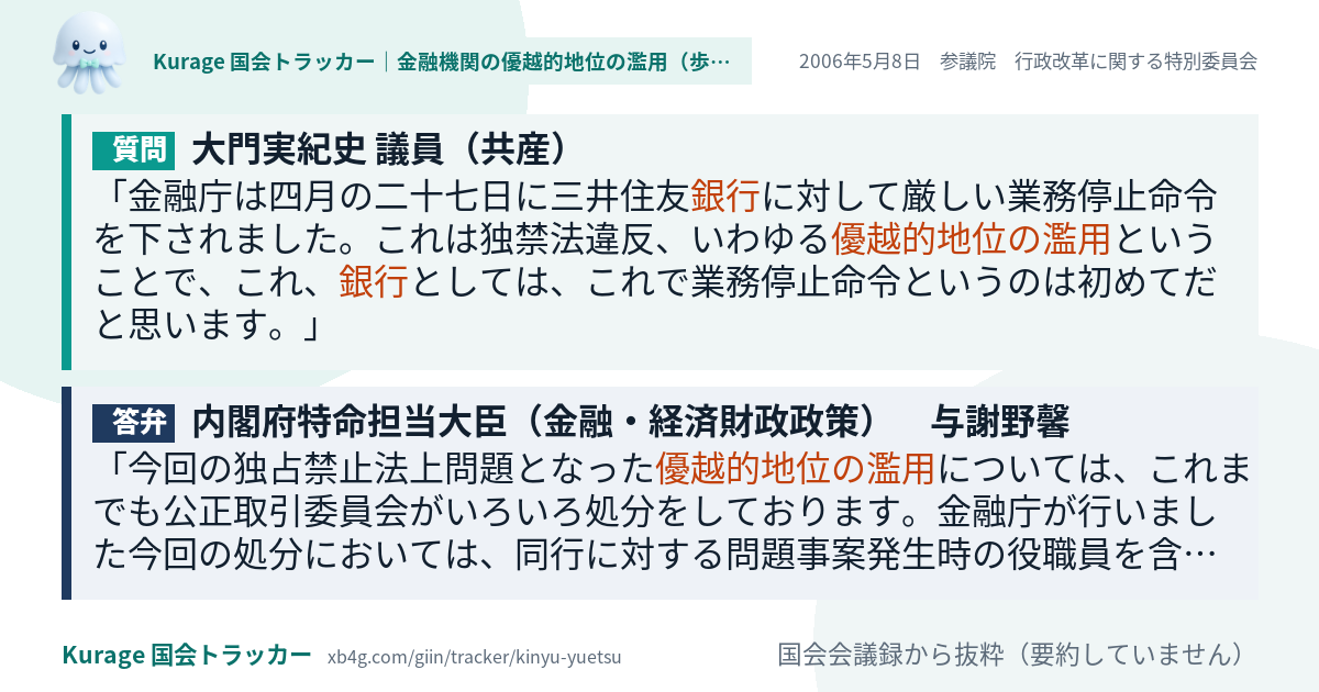 質問と答弁のカード