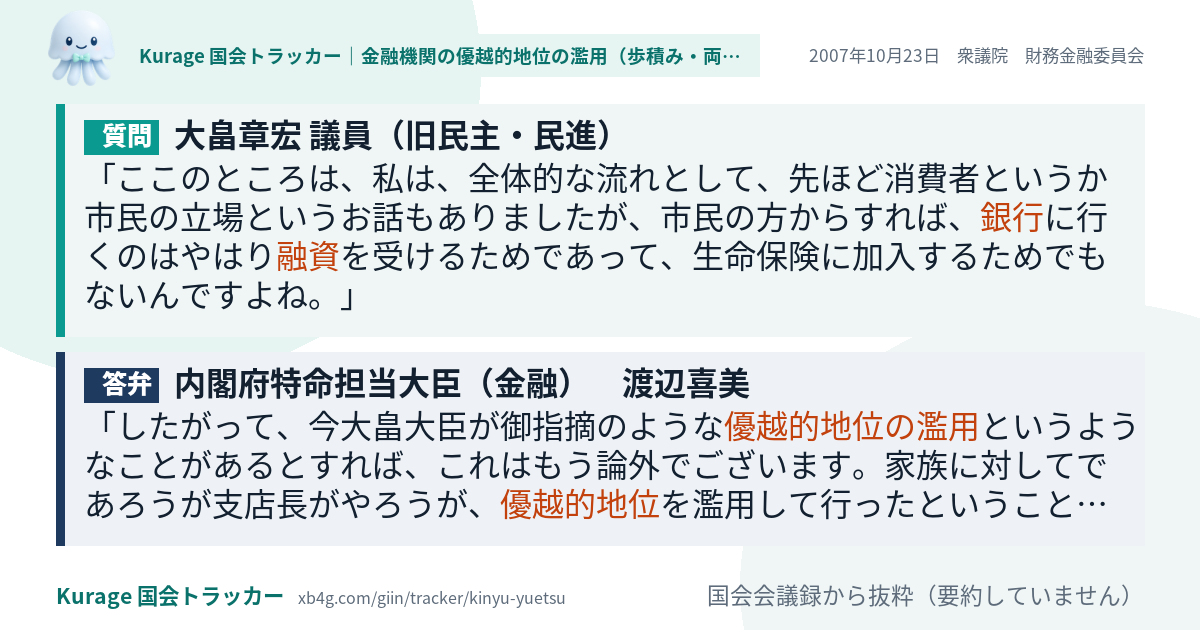 質問と答弁のカード