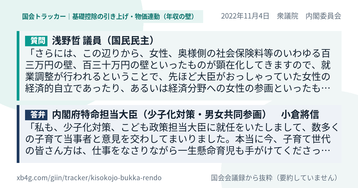 質問と答弁のカード
