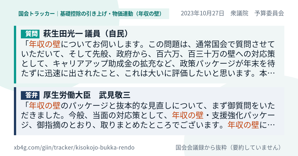 質問と答弁のカード