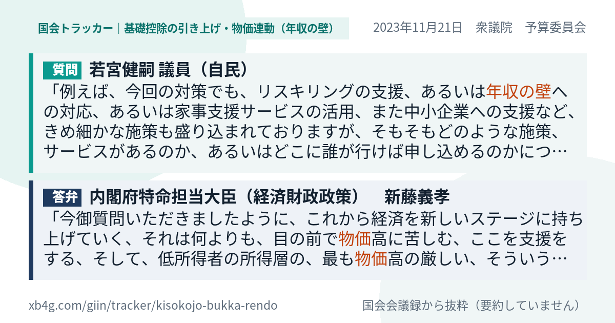 質問と答弁のカード