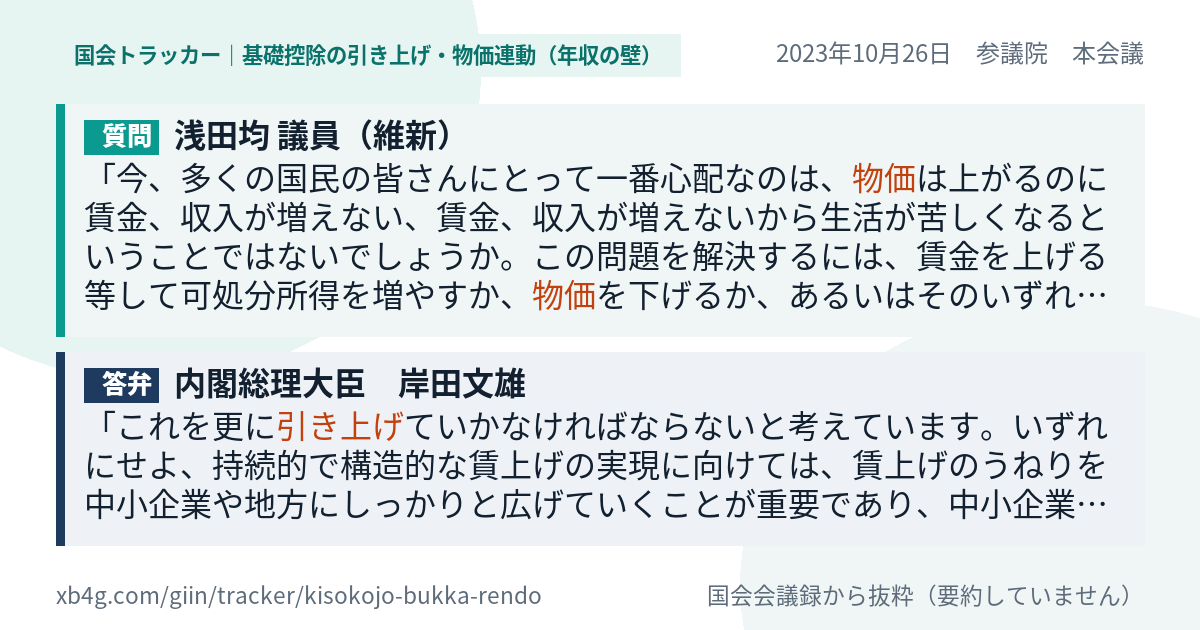 質問と答弁のカード