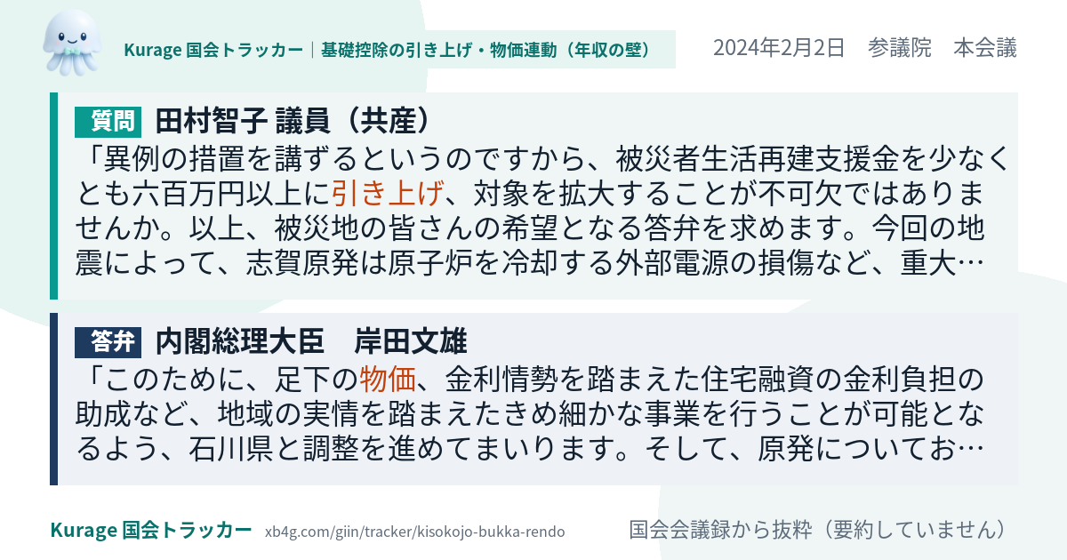 質問と答弁のカード