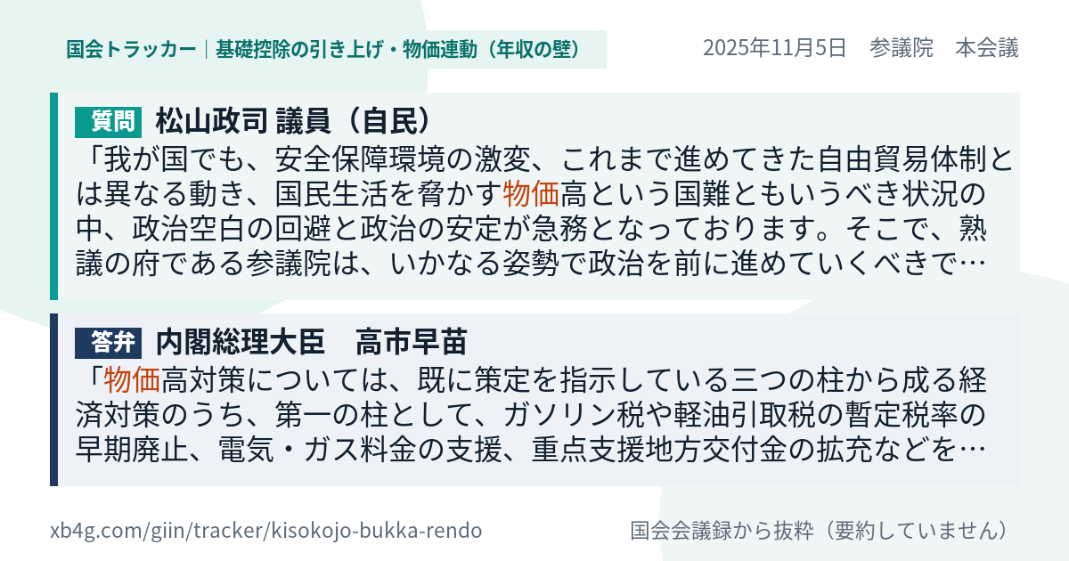質問と答弁のカード