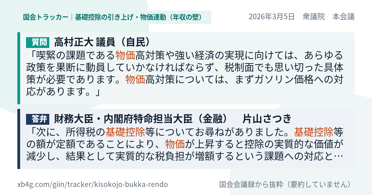 質問と答弁のカード