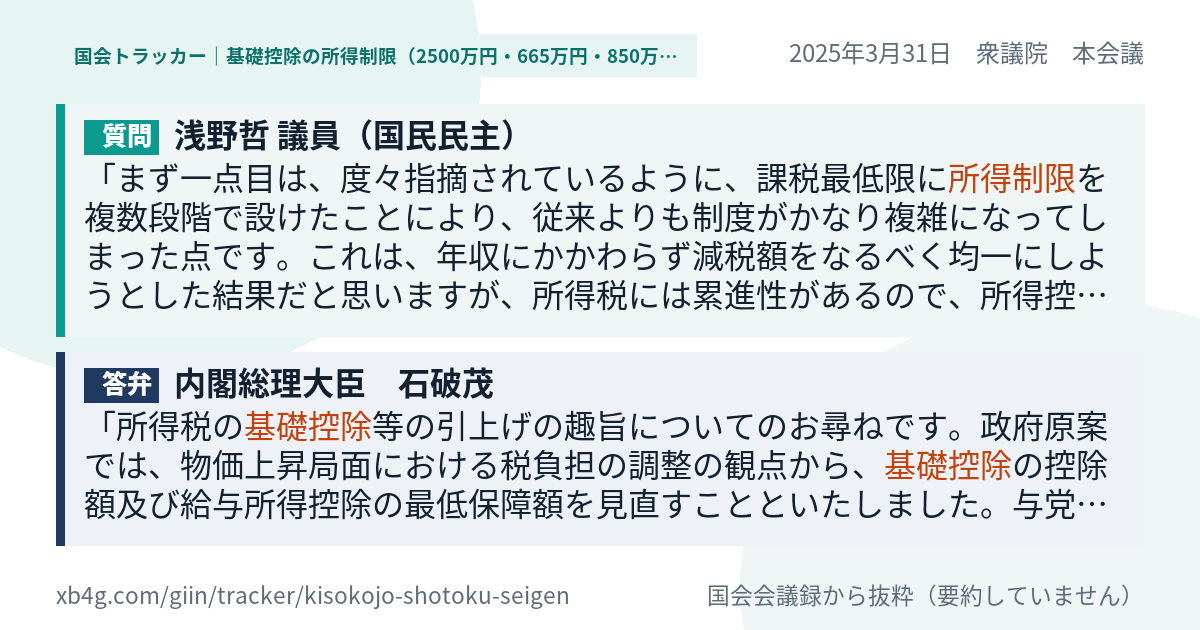 質問と答弁のカード