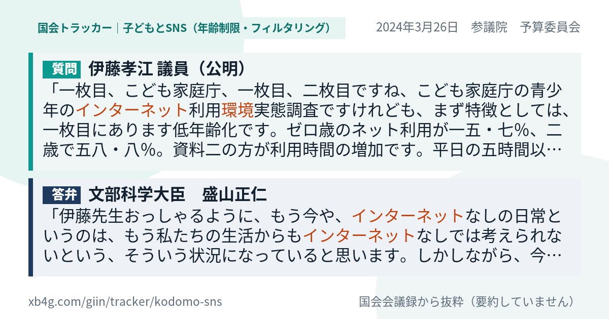質問と答弁のカード