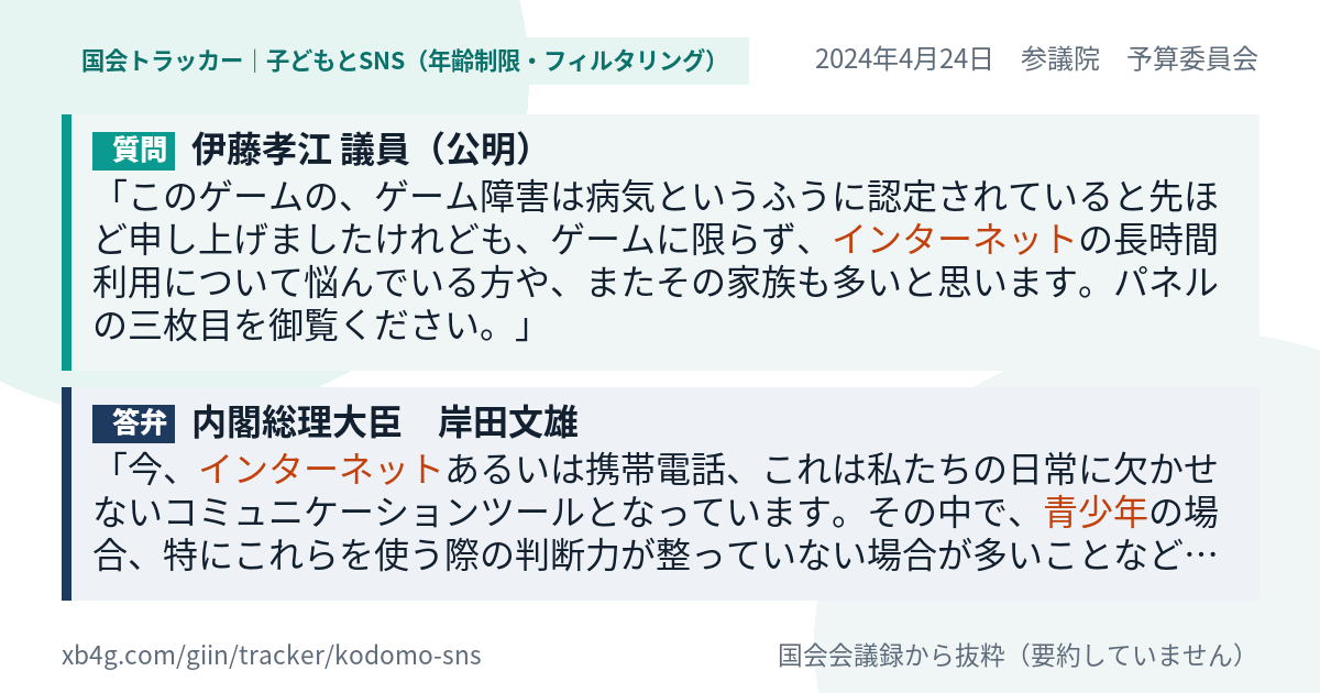 質問と答弁のカード