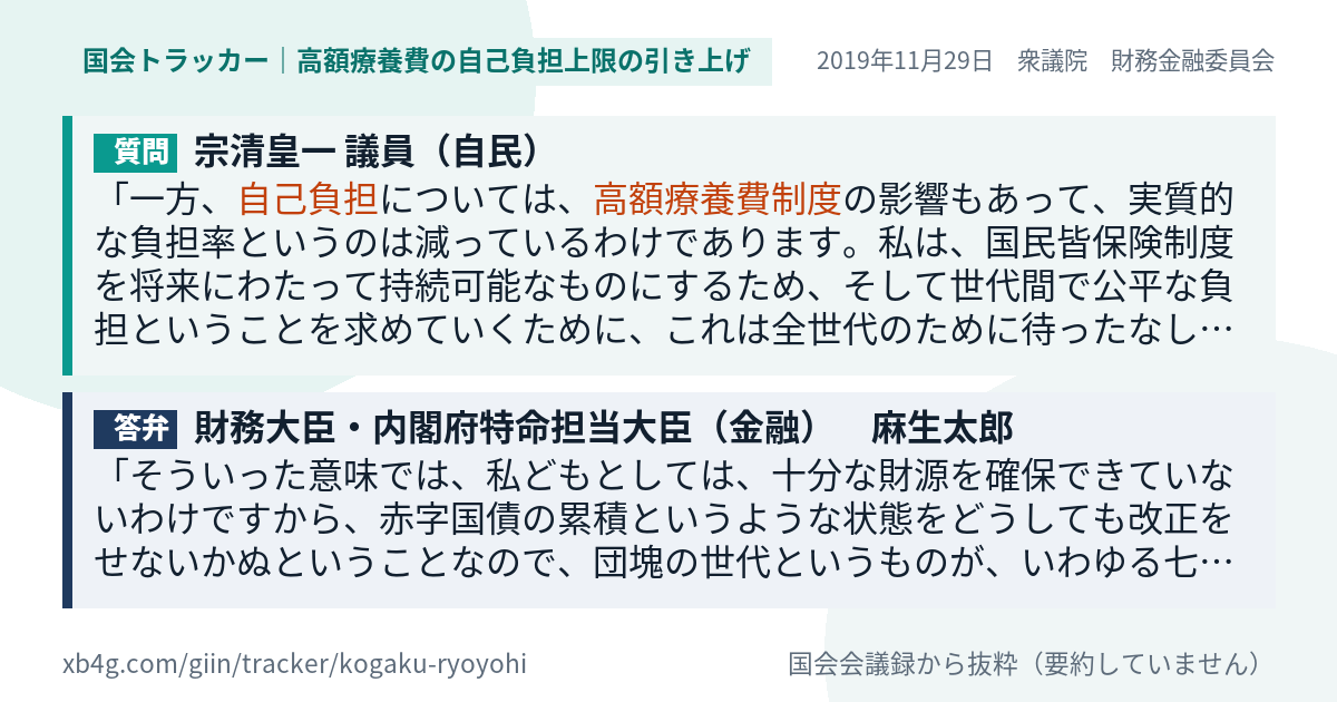 質問と答弁のカード